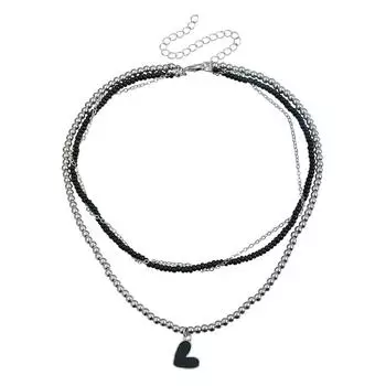 European and American Jewelry Light Luxury Love Pendant Collarbone Chain Multi-layer Winding Trend Glass Necklace