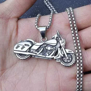 European and American Jewelry Motorcycle Pendant Necklace Trendy Men s Retro Pendant ,A Gift for My Boyfriend 5.5*3.5CM