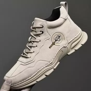 Европейские и американские мужские туфли, кожаные туфли с высоким голенищем, спортивная и повседневная обувь с мягкой подошвой, обувь из бархатного хлопка. 38