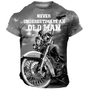 European and American men s short-sleeved 3D digital trendy personalized motorcycle graphic t-shirt S