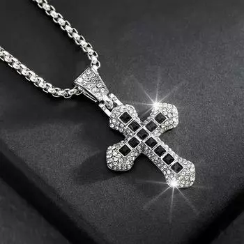 European and American Men s Style Gorgeous Water-Drilled Couple Hip-hop Pendant Necklace Handmade белый