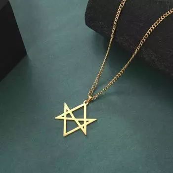 European and American Modern Geometric Structure Hollow Pattern Unisex Stainless Steel Pendant Necklace