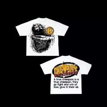 European and American New Y2k Loose Ins Personalized Short-sleeved Round Neck T-shirt Streetwear Men and Women Versatile Oversized Half-sleeved Tops S белый