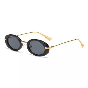 European and American Personalized, Fashionable, and High-end Street Photography Sunglasses UV400 Oval Metal Small Frame Glasses