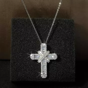 European and American Popular Hip hop Jewelry Womens Cross Diamond set Necklace Pendant