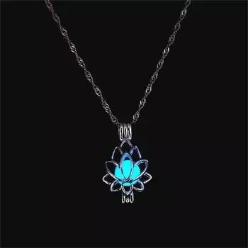 European and American Popular Lotus Photo Box Luminous Pendant Female Simple Night Luminous Necklace