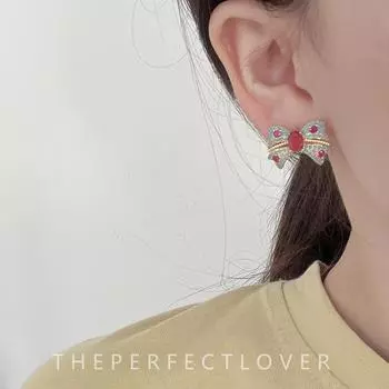 Европейские и американские ретро-серьги-бантики из циркония, нишевые легкие роскошные темпераментные серьги розовый