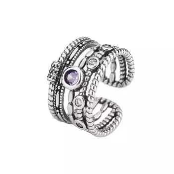 European and American Retro Multi-layer Purple Diamond Zircon Ring Devil s Eye Mickey Fashion Twist Cute Open Ring opening adjustable