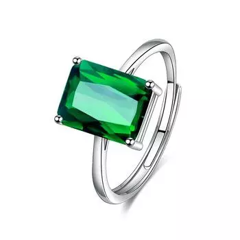 European And American Romantic Fashion Rectangular Ring Women S Personality Square Ear Buckle Earrings Pendant Necklace Three-Piece Set