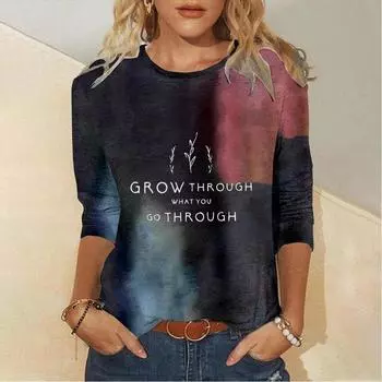 European and American Round Neck 3D Women s Seven Quarter Sleeve T-shirt with Rabbit Easter Print T-shirt S