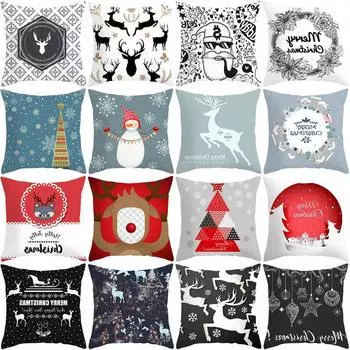 European and American Santa Claus Christmas Tree Pillow Case Cushion Pillow Case Printing 40x40cm