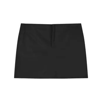 European and American Sexy Sexy PU Leather Skirt Fleece-lined Skirt Women s Plus Size Summer Low Waist Fashion Tape Tight Sheath Short Dress Black M