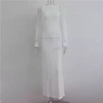 European and American Sexy Slim Fit Backless Dress Long Dress Sexy Bodycon Backless Maxi Dress White M