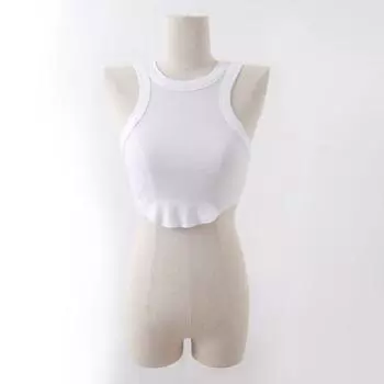European and American Sexy Sling Women s Summer Outwear Small Neckline Digging Shoulder round Hem Vest Silm Sleeveless Inner Match White S
