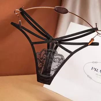 Европейские и американские сексуальные стринги Женские кружевные знойные горячие с низкой посадкой Т-образные трусики с вырезами Женские 2252 One size