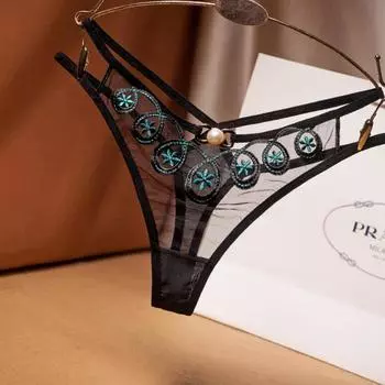 Европейские и американские сексуальные стринги женские сетчатые с вышивкой прозрачные соблазнительные с перекрестом низкой посадки горячие трусики-танга на одной нити 2240 average size (suitable for 80-60 kg)