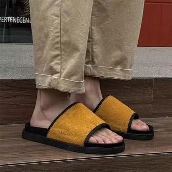 European and American slippers men s summer outdoor sports British sandals one-word men s beach shoes 371258-J 38 красный