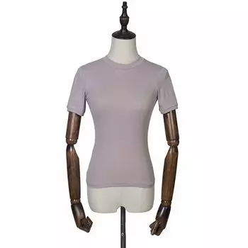 European and American-Style Figure-Flattering High Waist Crop Top T-shirts Powder S