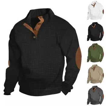 European and American Style Men s All Match Spring and Autumn Top Fashion Casual Stand Collar Long Sleeve Knitted Sweatshirt S белый