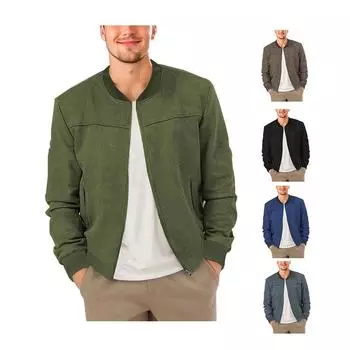 Мужская модная повседневная однотонная легкая куртка в европейском и американском стиле с воротником-стойкой и замшевым верхом S