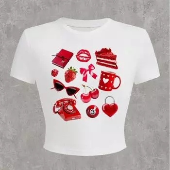 Летняя женская мода в европейском и американском стиле с контрастным буквенным принтом, короткий укороченный топ, облегающая футболка для женщин S