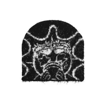 Европейская и американская тенденция Y2K мода многофункциональная мультяшный узор жаккард осень и зима теплая вязаная шапка OneSize красный