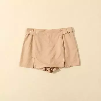 European and American Wind Waist Slimming Design Split Shorts Front Skirt Back Pants Women Versatile Slim fit Comfortable Casual Culottes Shallow khaki XS