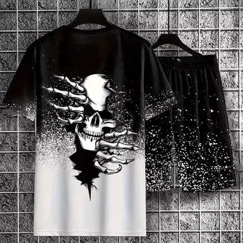 Повседневный костюм с принтом в европейском и русском стиле S