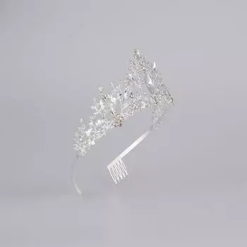 Европейская невеста ручной работы корона принцессы с бриллиантами кристалл бусины сплав головная повязка серебряный
