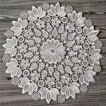 European Entry Lux Lace round White Coaster Dining Table Heat Insulation Non-Slip Mat Fabric Vase Table Lamp Mat Color 3 Diameter 20cm