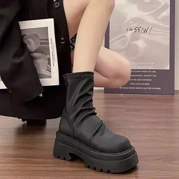 European fashion versatile short boots children s autumn and winter 2024 new stacks of thin but knee long knight boots 35