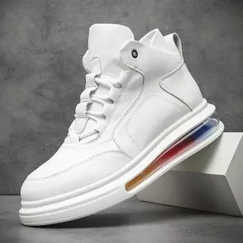 Европейские новые мужские туфли из натуральной кожи, повседневные туфли с высоким берцем, плоские туфли для скейтбординга, молодежные уличные кроссовки с воздушной подушкой 38