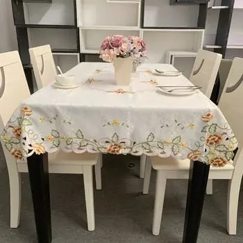 European Pastoral Embroidered Tablecloth Rectangular Dining Table Mat Polyester Embroidered Fabric Coffee Table Tablecloth 88x150 жёлтый