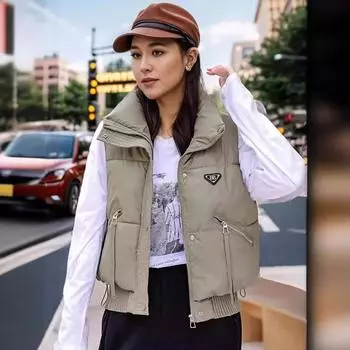 Европейская ПУ кожа пуховик хлопок женская короткая стойка воротник утолщенная зимняя одежда хлеб несмываемая теплая куртка M чёрный