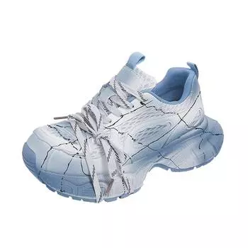 European retro polished graffiti platform dad shoes women 2025 new casual muffin shoes versatile mesh sneakers 35
