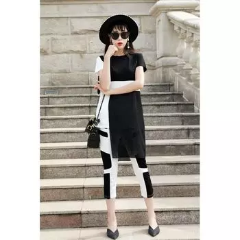 European Spun Yarn Slim-Fit Slimming and Fashionable Short Sleeves Image color XXXL