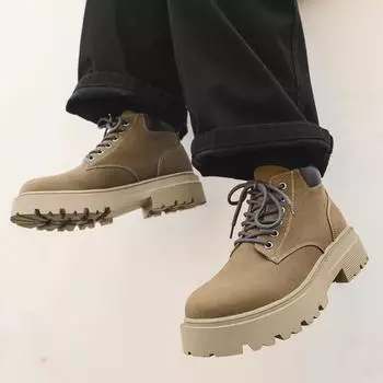 Европейские классические желтые ботинки на толстой подошве в британском стиле, высокие ботинки Martin Tooling Boots Internet Celebrity 5599-T 38 хаки
