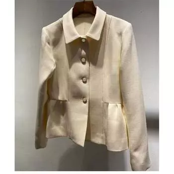 European Station Clothes on Both Sides Chinese Retro Short Coat Beige XL