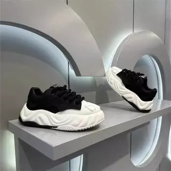 European station color matching dad shoes 2024 autumn new soft leather splicing heightened thick-soled non-slip sports and leisure men s shoes 39