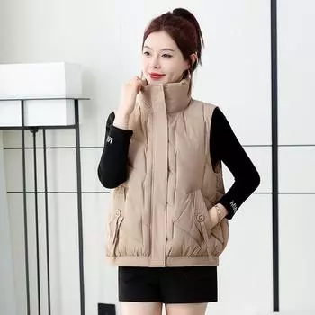 European Station Glossy Leave-in Down Cotton Clothes, Vest Jackets, Women s Autumn and Winter Clothes, and Cotton Vests M