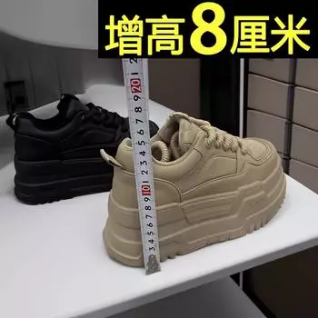 European station little white shoes women s 2025 autumn and winter new velvet platform casual sports shoes inner height increase black dad shoes 35