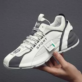 European station men s shoes 2024 spring new men s leather sports casual shoes breathable mesh shoes heightening dad shoes 38