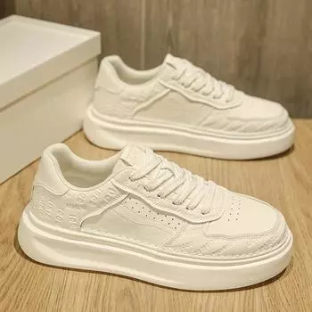 European station men s shoes suit board shoes British style platform white shoes summer breathable thin non-slip shoes men s trendy shoes 39