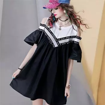 European Station Slim Looking Women s plus Size Dress Black in stock (sent within 48 hours) S