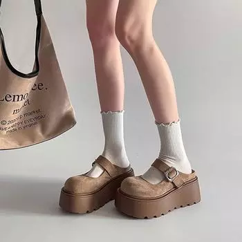 European Station sponge cake bottom slippers 2025 spring and summer new thick-bottomed versatile outer wear heightening non-slip casual b 35 чёрный