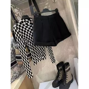 European Station Spring and Summer High Waist Versatile Slimming Casual Pants Black S