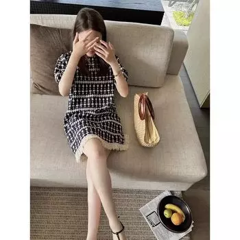 European Station Summer Women s Clothing 2025 New Arrival Fancy Elegant Small Skirt Small Retro Dress Western Style Tibetan Blue M
