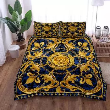 European Style Baroque Pattern Lion Duvet Cover Set King Queen Double Full Twin Single Size Bed Linen Set 140x210cm