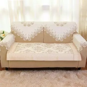 European-Style High-End Three-Dimensional Lace Sofa Towel Fabric Sofa Back Towel Armrest Towel Modern Simple Sofa Cover Stool Towel Golden Lace 808 Square hand towel: 55*55cm * 1