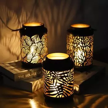 European style hollow pattern creative metal iron candle stand cup barrel three-piece set aromatherapy bedroom home furnishings ZT-50